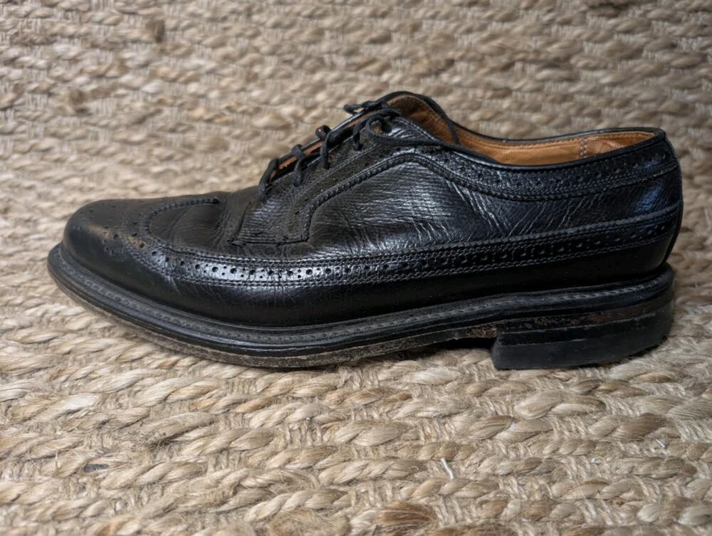 Thom McAn O’Sullivans Leather Oxford Brogue Black Dress Shoes Loafers Size 8.5